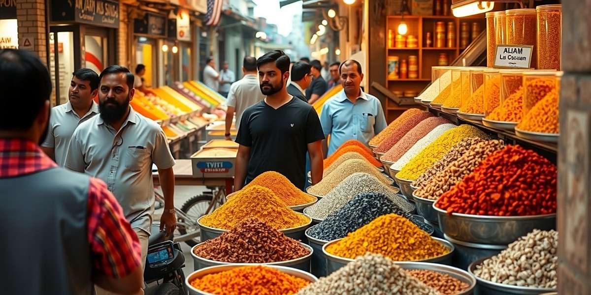 Indian Spice Market - Inspiration for Indian Cumin Craze Busy Indian spice market with vendors selling various spices in colorful displays